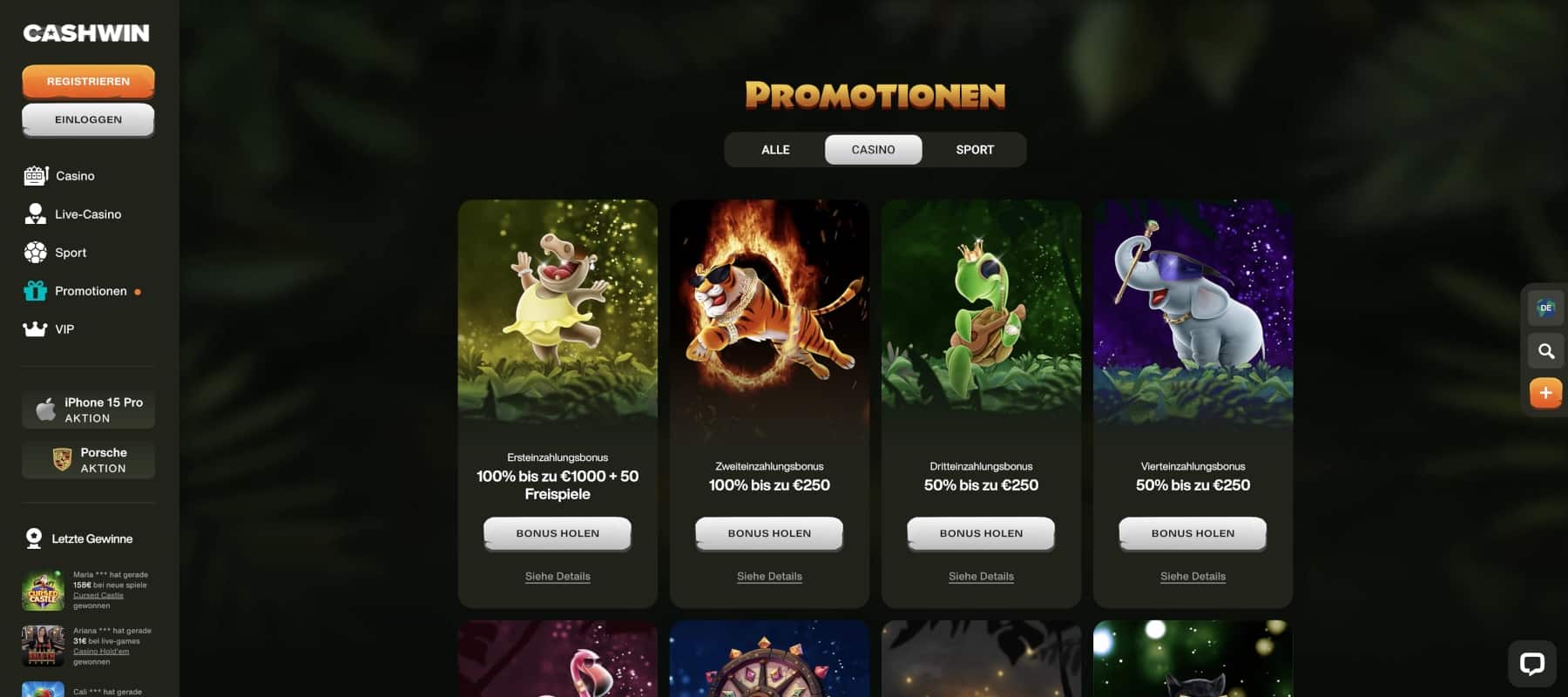 Cashwin Casino Bonus Aktionen