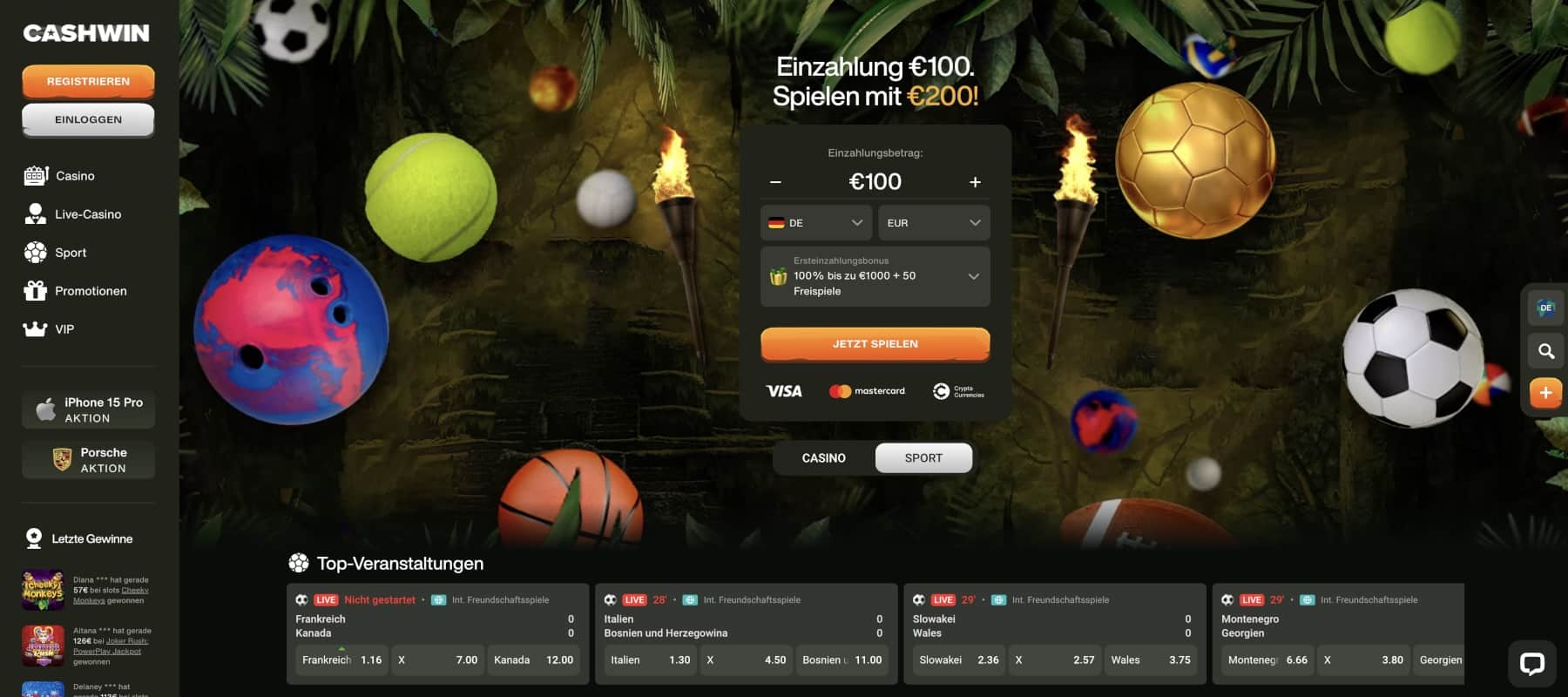 Cashwin Casino Bonus